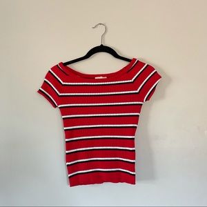 Red Striped Knit Top